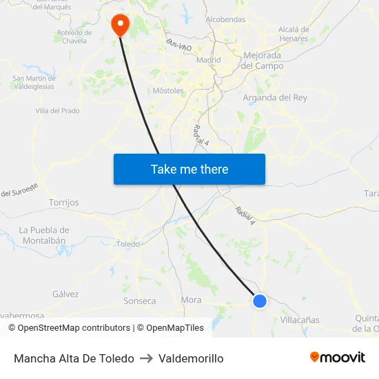 Mancha Alta De Toledo to Valdemorillo map