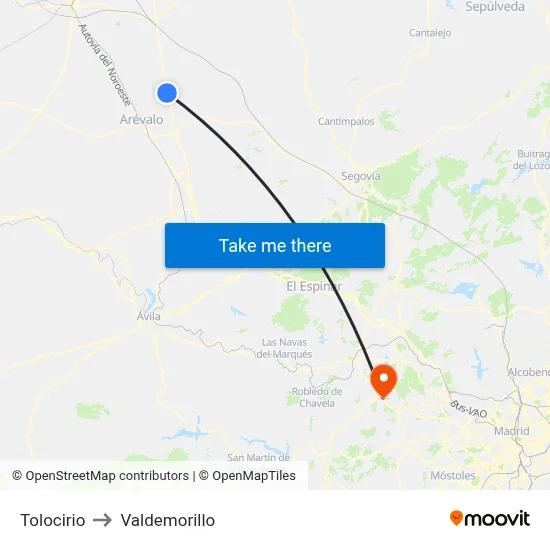 Tolocirio to Valdemorillo map