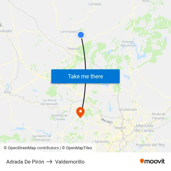 Adrada De Pirón to Valdemorillo map