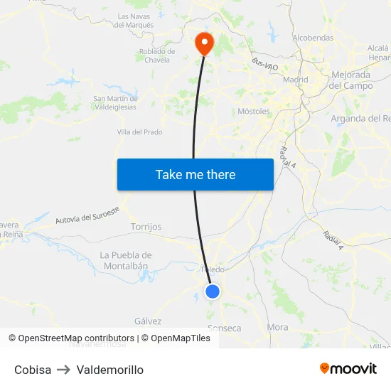 Cobisa to Valdemorillo map