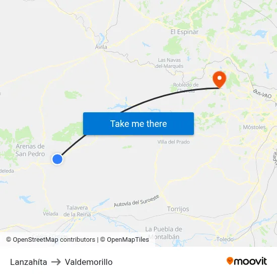 Lanzahíta to Valdemorillo map