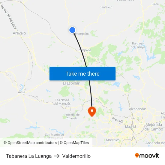Tabanera La Luenga to Valdemorillo map