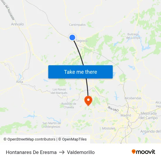Hontanares De Eresma to Valdemorillo map
