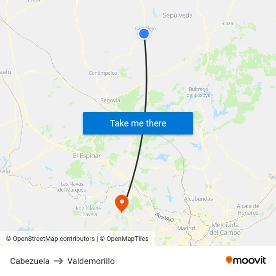 Cabezuela to Valdemorillo map