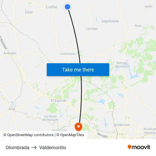 Olombrada to Valdemorillo map