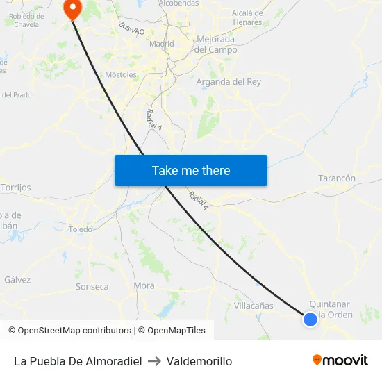 La Puebla De Almoradiel to Valdemorillo map