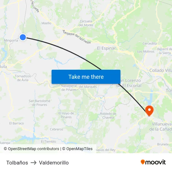 Tolbaños to Valdemorillo map