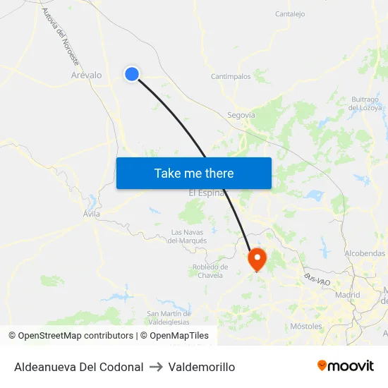Aldeanueva Del Codonal to Valdemorillo map