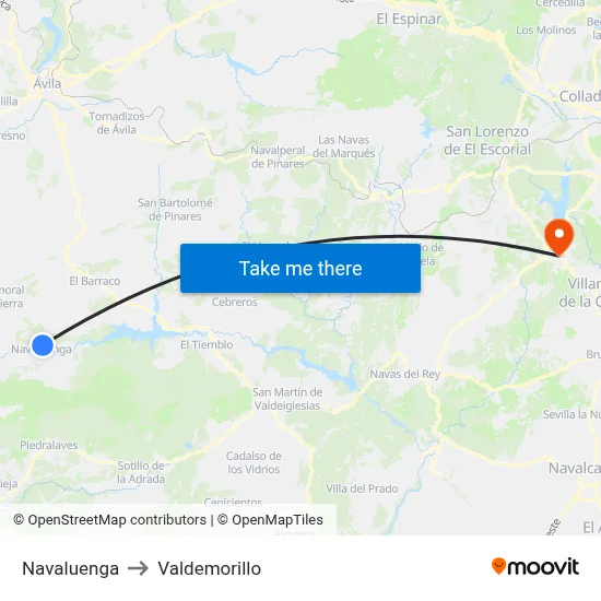 Navaluenga to Valdemorillo map