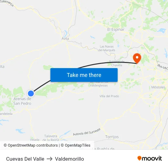 Cuevas Del Valle to Valdemorillo map