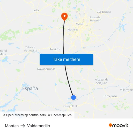 Montes to Valdemorillo map