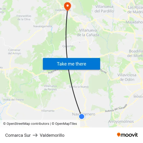 Comarca Sur to Valdemorillo map