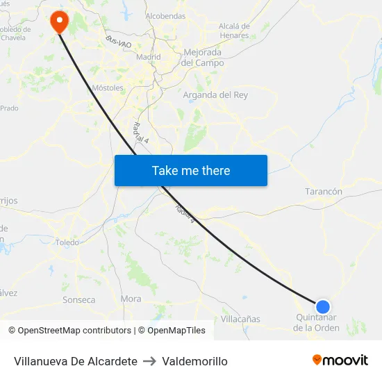 Villanueva De Alcardete to Valdemorillo map