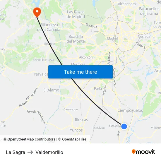 La Sagra to Valdemorillo map