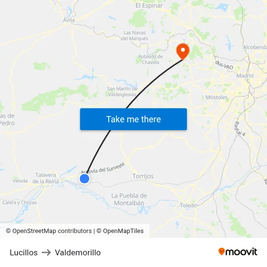 Lucillos to Valdemorillo map