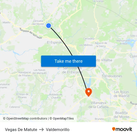 Vegas De Matute to Valdemorillo map