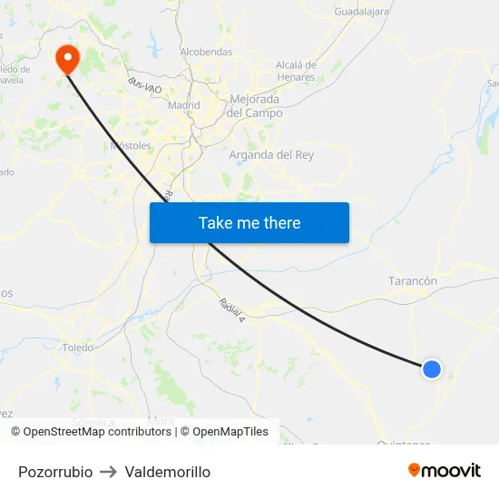 Pozorrubio to Valdemorillo map
