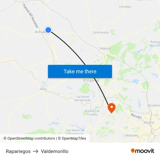 Rapariegos to Valdemorillo map