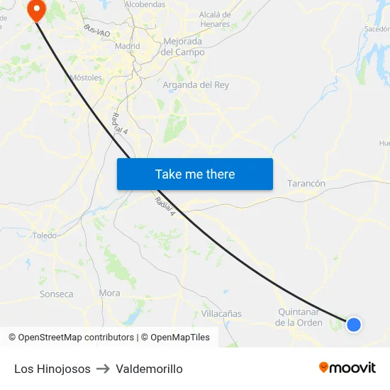 Los Hinojosos to Valdemorillo map