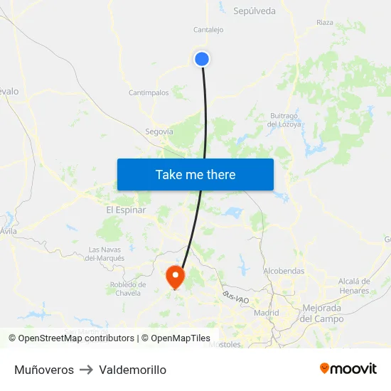 Muñoveros to Valdemorillo map