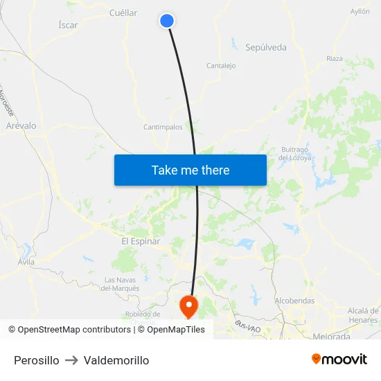 Perosillo to Valdemorillo map
