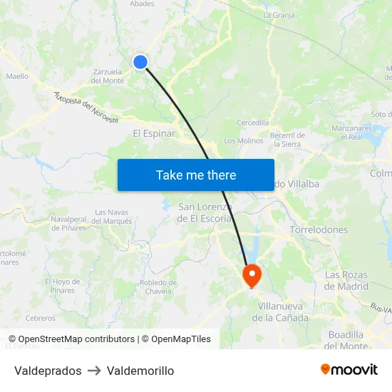 Valdeprados to Valdemorillo map