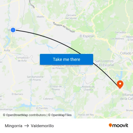 Mingorría to Valdemorillo map