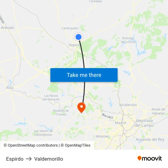Espirdo to Valdemorillo map