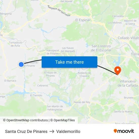 Santa Cruz De Pinares to Valdemorillo map