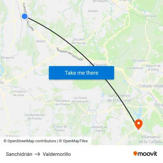 Sanchidrián to Valdemorillo map