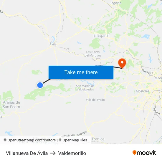 Villanueva De Ávila to Valdemorillo map
