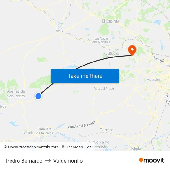 Pedro Bernardo to Valdemorillo map