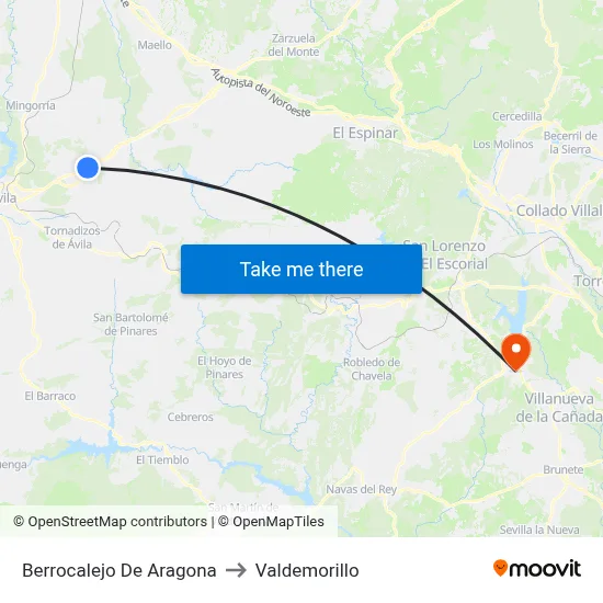 Berrocalejo De Aragona to Valdemorillo map