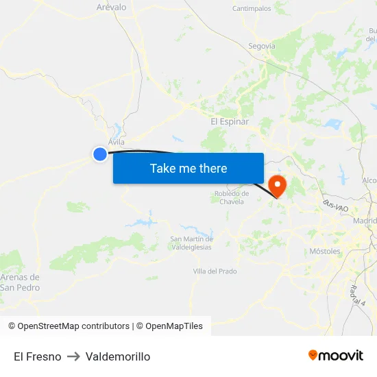 El Fresno to Valdemorillo map