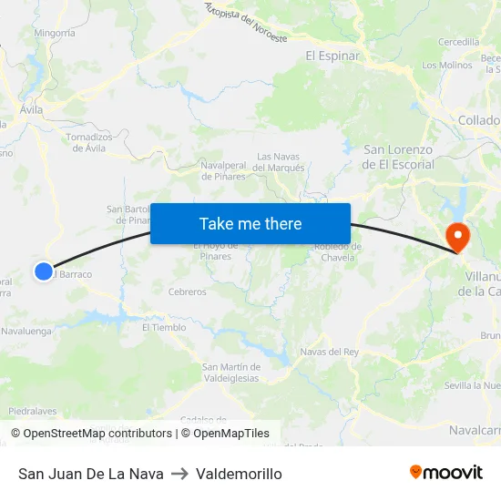 San Juan De La Nava to Valdemorillo map