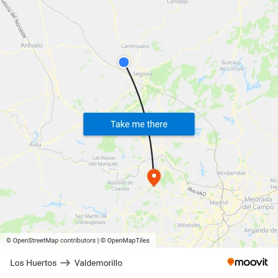 Los Huertos to Valdemorillo map