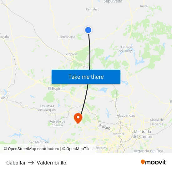 Caballar to Valdemorillo map