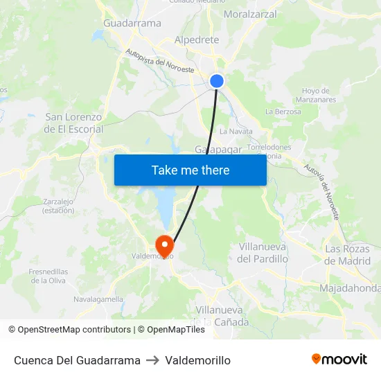 Cuenca Del Guadarrama to Valdemorillo map