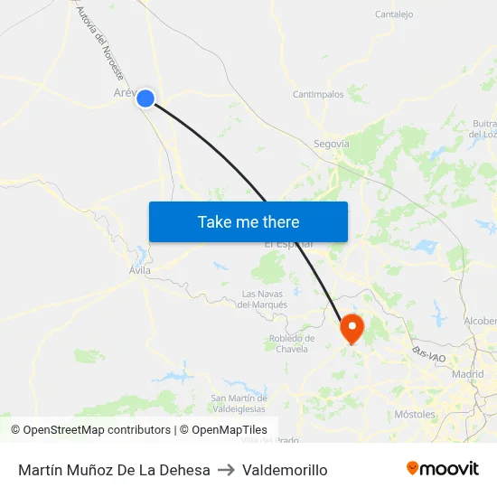 Martín Muñoz De La Dehesa to Valdemorillo map
