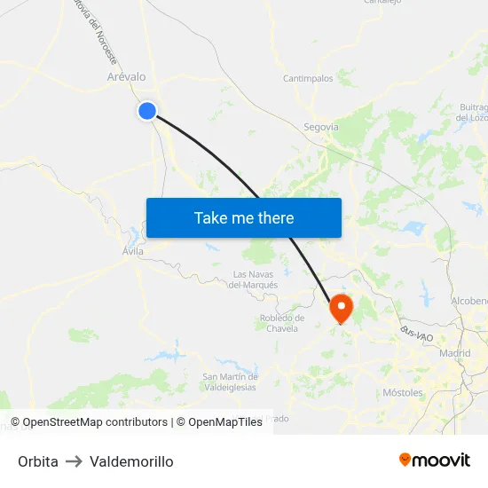 Orbita to Valdemorillo map