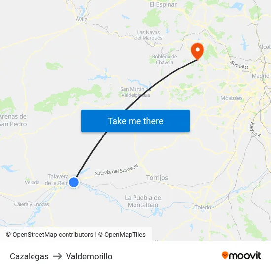 Cazalegas to Valdemorillo map