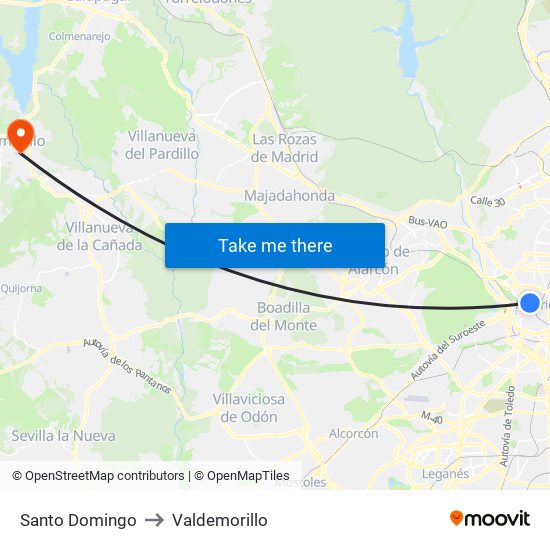 Santo Domingo to Valdemorillo map