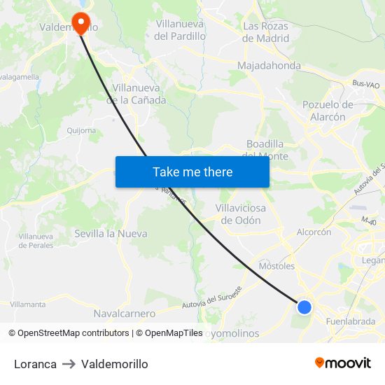 Loranca to Valdemorillo map