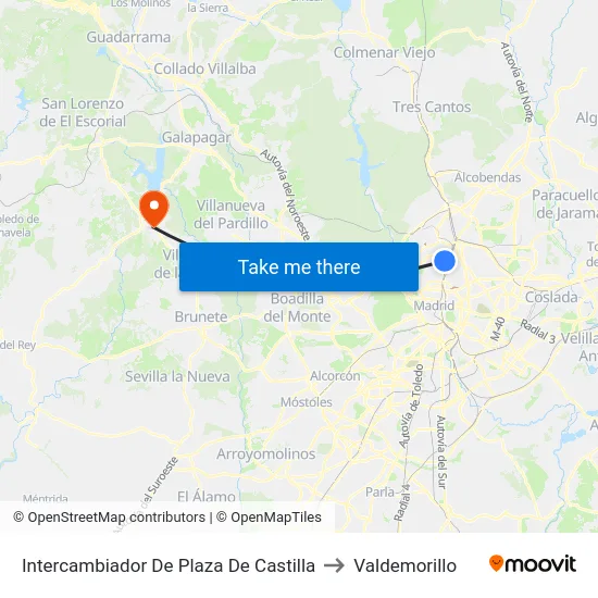 Intercambiador De Plaza De Castilla to Valdemorillo map