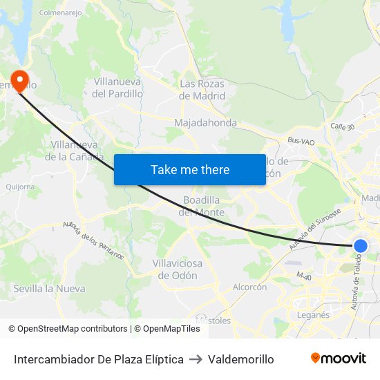 Intercambiador De Plaza Elíptica to Valdemorillo map