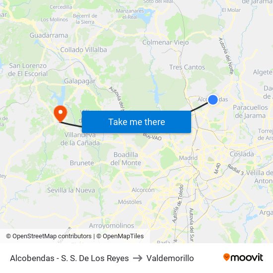 Alcobendas - S. S. De Los Reyes to Valdemorillo map