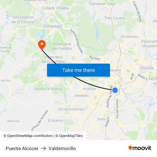 Puente Alcocer to Valdemorillo map