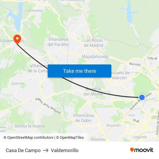 Casa De Campo to Valdemorillo map