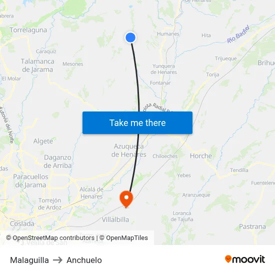 Malaguilla to Anchuelo map