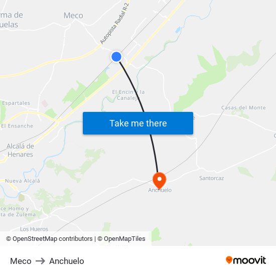 Meco to Anchuelo map